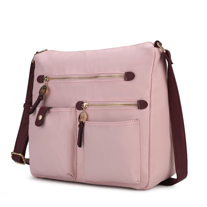 Mkf Collection By Mia K Serena Color-block Nylon Women's Shoulder Bag In Pink