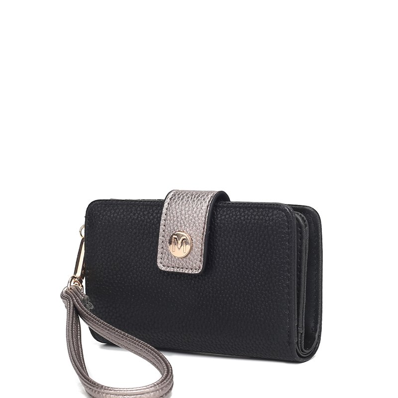 Shop Mkf Collection By Mia K Shira Color Block Vegan Leather Women's Wallet With Wristlet In Black