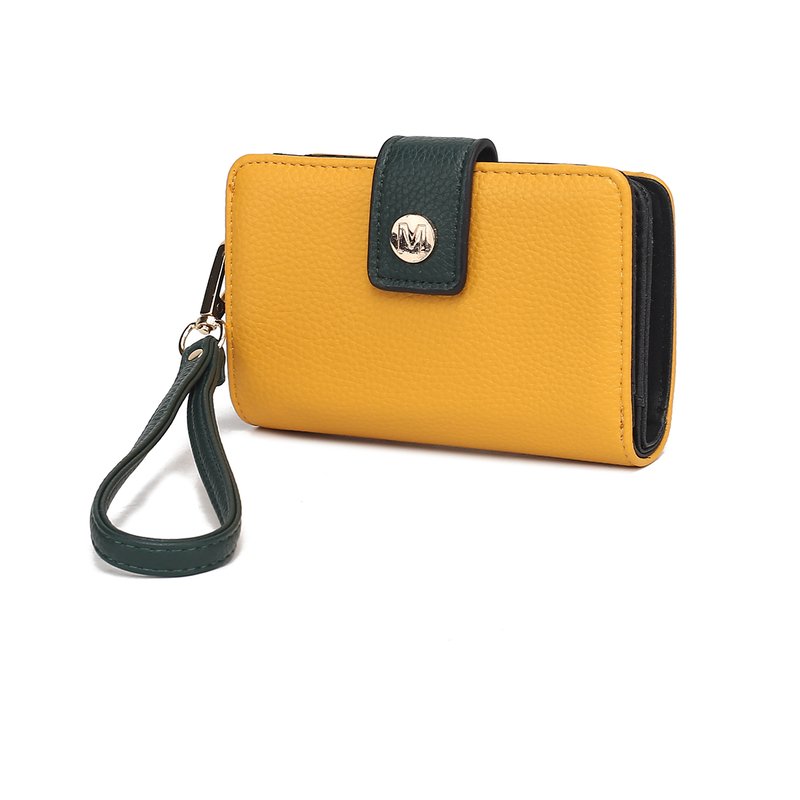 Shop Mkf Collection By Mia K Shira Color Block Vegan Leather Women's Wallet With Wristlet In Yellow