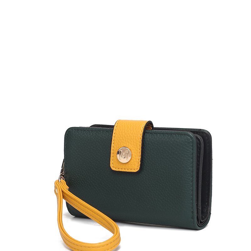 Shop Mkf Collection By Mia K Shira Color Block Vegan Leather Women's Wallet With Wristlet In Green
