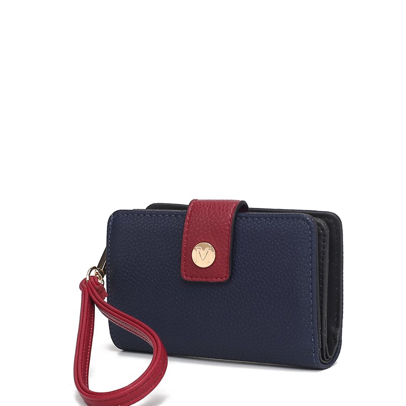 Shop Mkf Collection By Mia K Shira Color Block Vegan Leather Women's Wallet With Wristlet In Blue