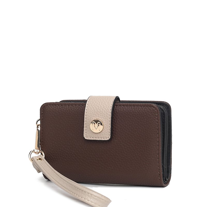 Shop Mkf Collection By Mia K Shira Color Block Vegan Leather Women's Wallet With Wristlet In Brown