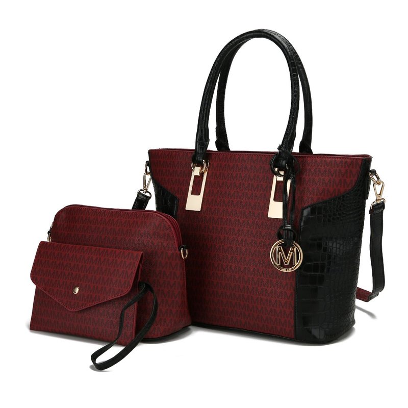 Mkf Collection By Mia K Shonda 3pc Tote With Cosmetic Pouch & Wristlet In Red