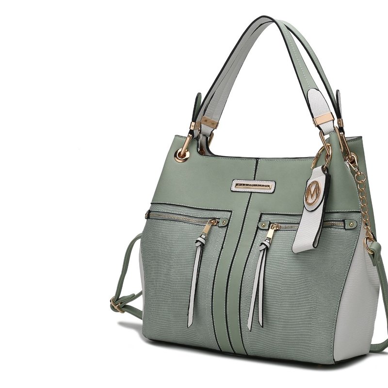 Mkf Collection By Mia K Sofia Vegan Leather Tote With Keyring In Green