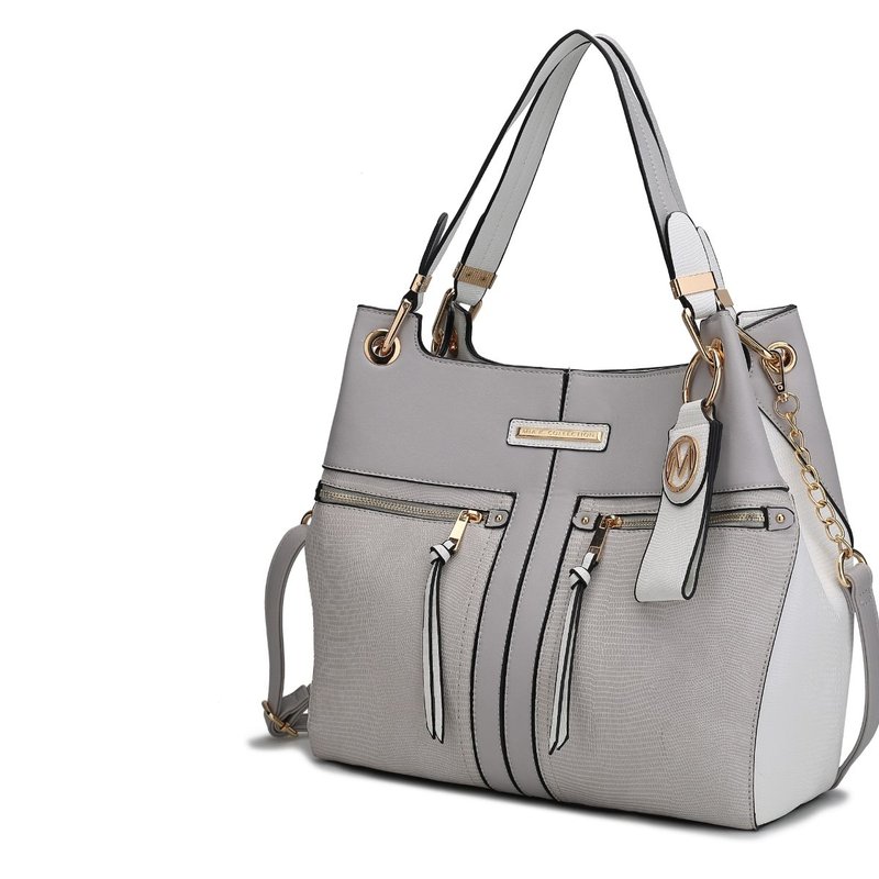 Mkf Collection By Mia K Sofia Vegan Leather Tote With Keyring In Grey