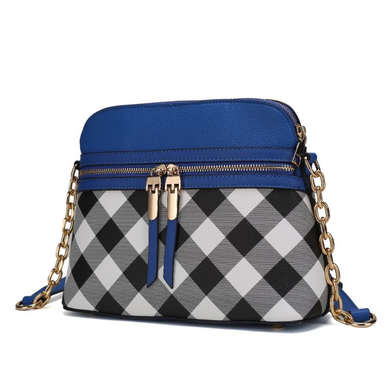 Mkf Collection By Mia K Suki Checkered Crossbody Handbag In Blue