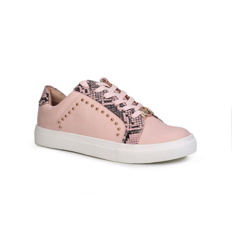 Shop Mkf Collection By Mia K Tamara Snake Tennis Shoes For Women With Adjustable Laces In Pink