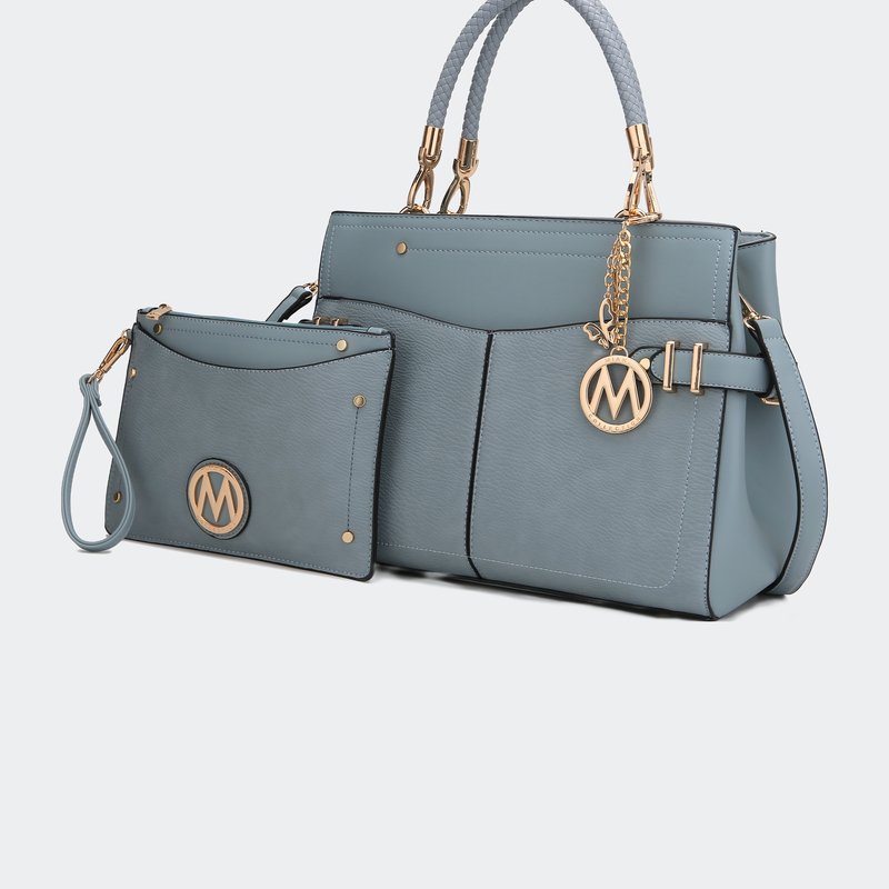 Mkf Collection By Mia K Tenna Vegan Leather Women's Satchel Bag In Blue