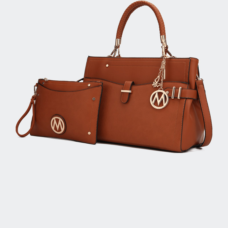 Mkf Collection By Mia K Tenna Vegan Leather Women's Satchel Bag In Brown
