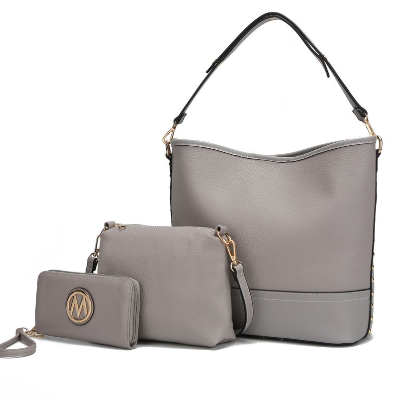 Mkf Collection By Mia K Ultimate Hobo Bag With Pouch & Wallet In Grey