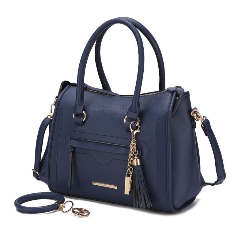 Mkf Collection By Mia K Valeria Satchel Handbag With Keyring In Blue