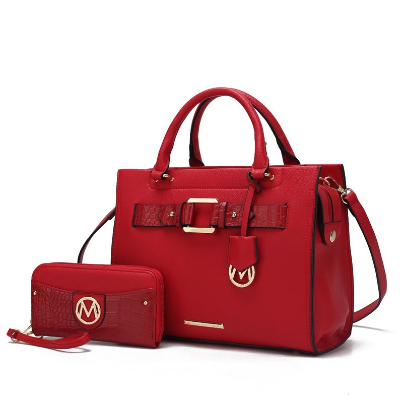 Mkf Collection By Mia K Virginia Vegan Leather Women's Tote Bag With Wallet – 2 Pieces In Red