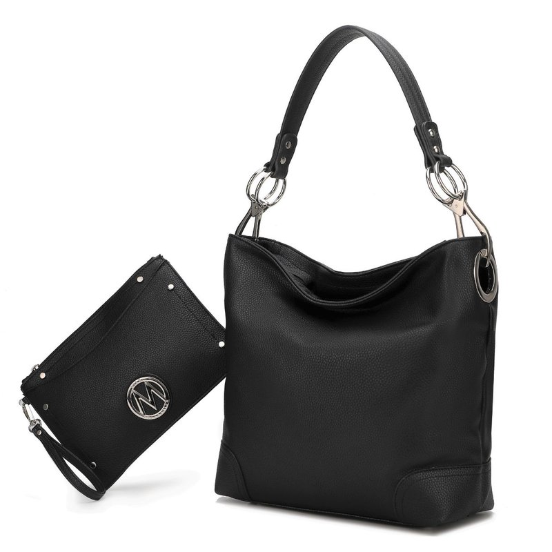 Mkf Collection By Mia K Viviana Vegan Leather Women's Hobo Bag With Wristlet – 2 Pieces In Black
