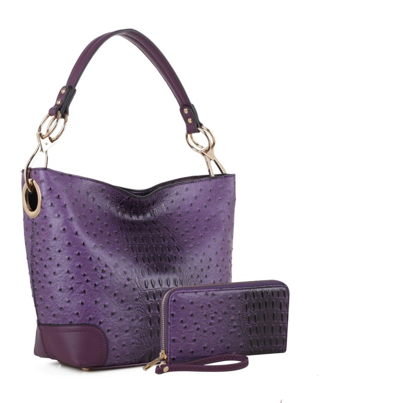 Mkf Collection By Mia K Wandy Soft Vegan Leather Hobo & Wallet Set In Purple