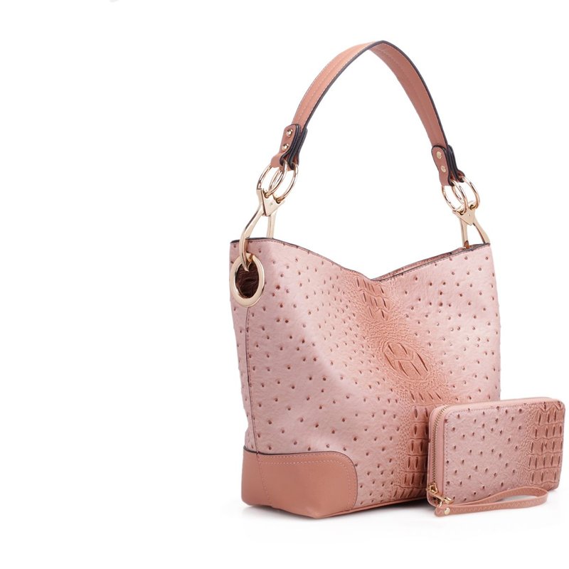 Mkf Collection By Mia K Wandy Soft Vegan Leather Hobo & Wallet Set In Pink