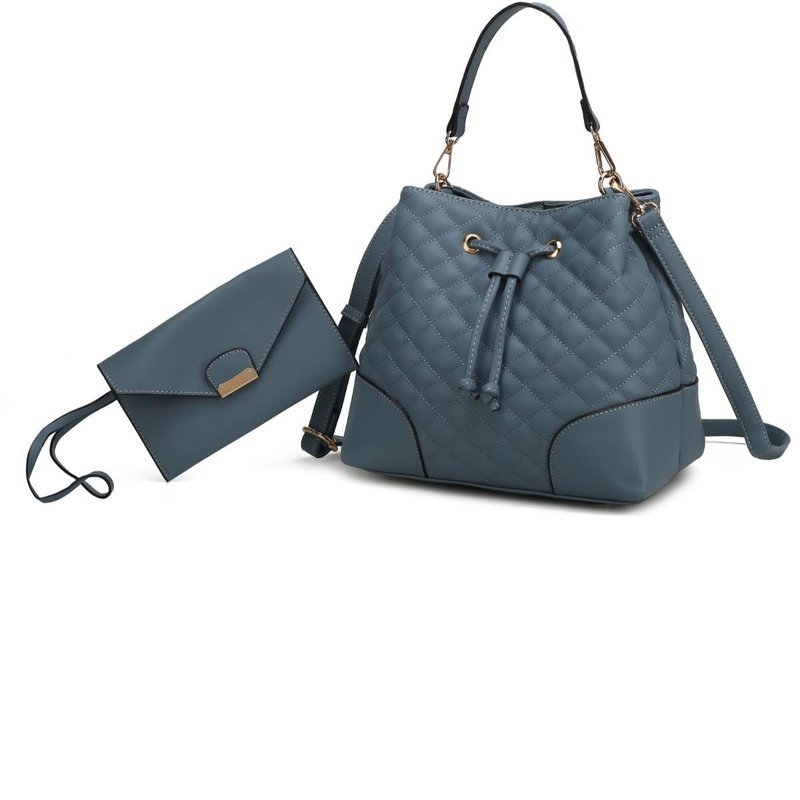 Shop Mkf Collection By Mia K Wendy Bucket Bag With Wristlet – 2 Pieces In Blue