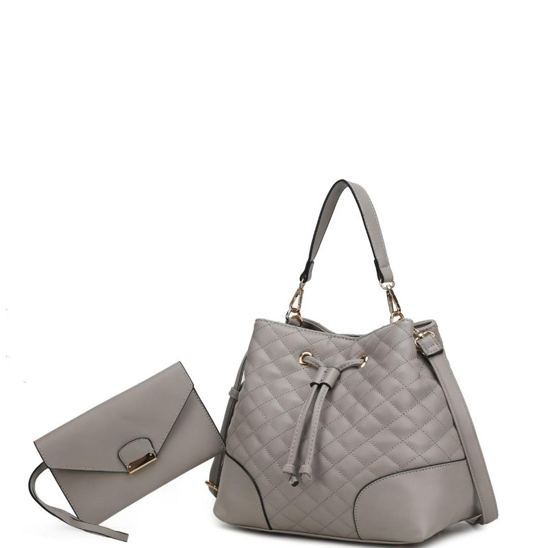 Shop Mkf Collection By Mia K Wendy Bucket Bag With Wristlet – 2 Pieces In Grey