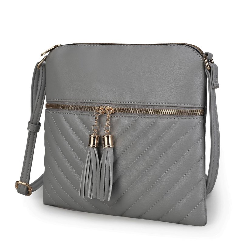 Mkf Collection By Mia K Winnie Quilted Vegan Leather Women's Crossbody Bag In Grey