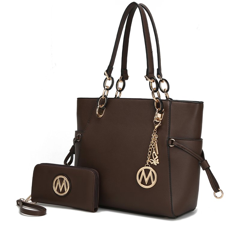 Shop Mkf Collection By Mia K Xenia Circular Print Tote Bag With Wallet In Brown