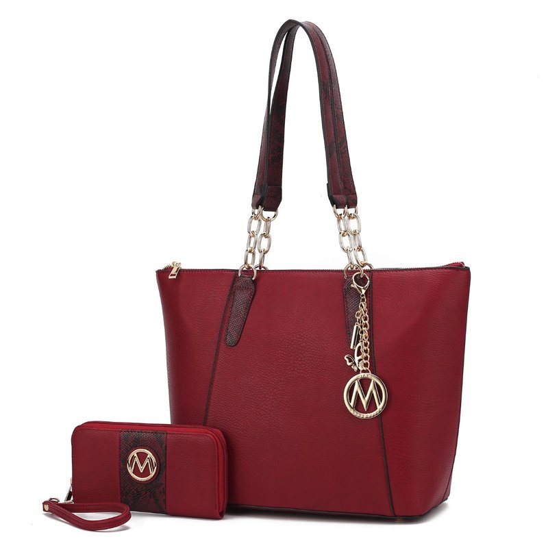 Mkf Collection By Mia K Ximena Vegan Leather Women's Tote Bag With Matching Wristlet Wallet In Red
