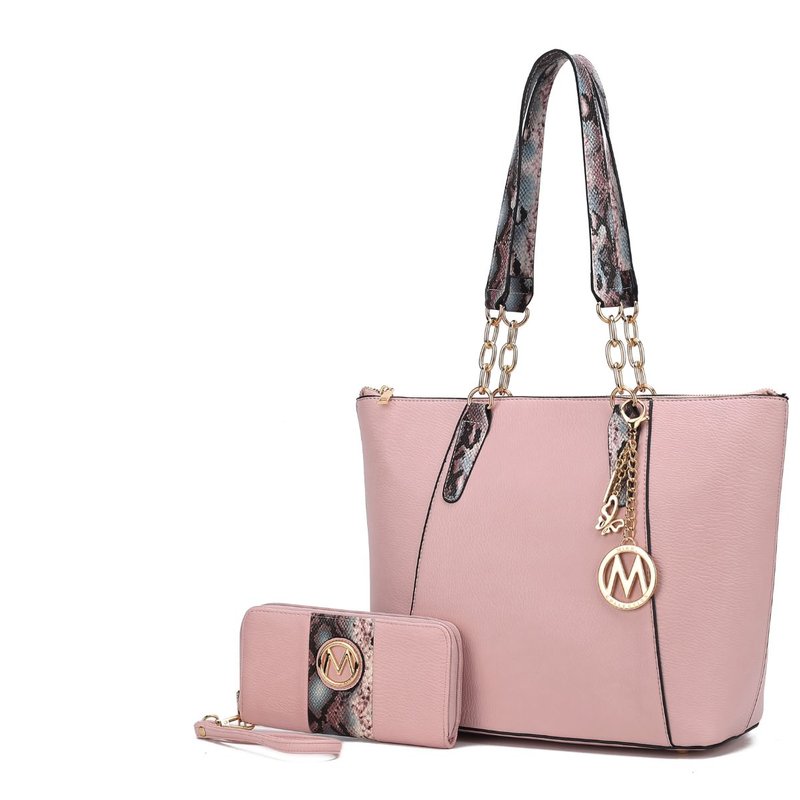 Mkf Collection By Mia K Ximena Vegan Leather Women's Tote Bag With Matching Wristlet Wallet In Pink