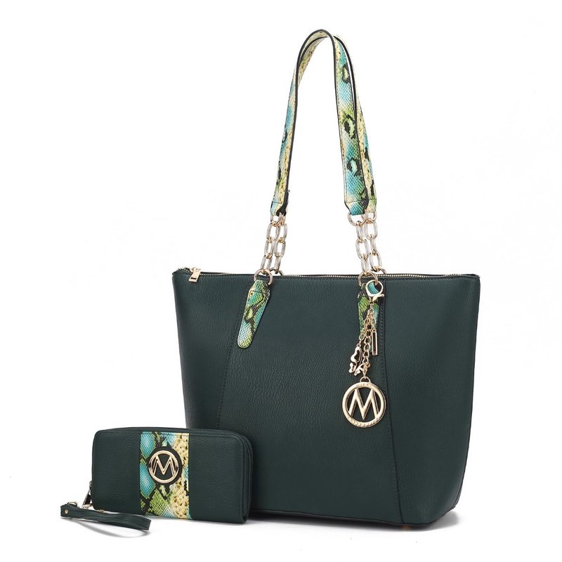 Mkf Collection By Mia K Ximena Vegan Leather Women's Tote Bag With Matching Wristlet Wallet In Green