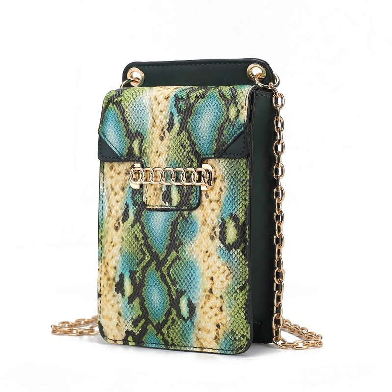 Mkf Collection By Mia K Yael Snake Embossed Vegan Leather Phone Crossbody Bag In Green