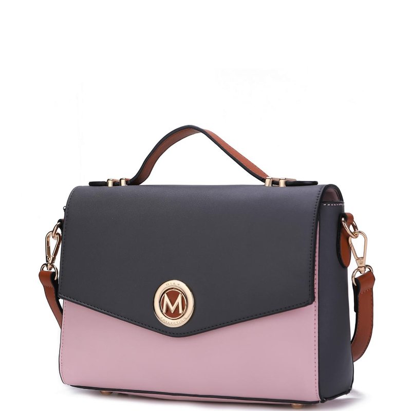 Shop Mkf Collection By Mia K Zayla Color Block Vegan Leather Women's Shoulder Bag In Pink