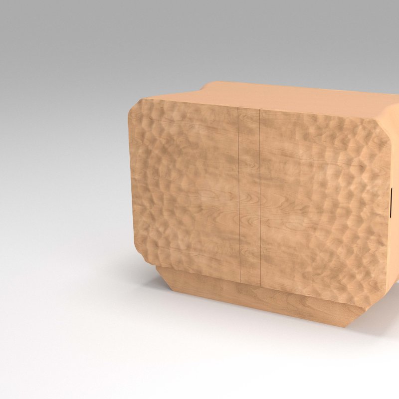 Model No. Maar Credenza W/carved Doors + Platform Base In Beech/woodprint