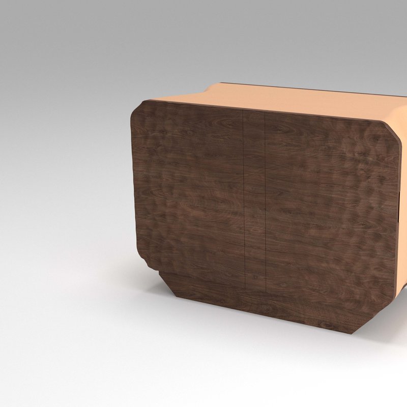 Model No. Maar Credenza W/carved Doors + Platform Base In Walnut/woodprint