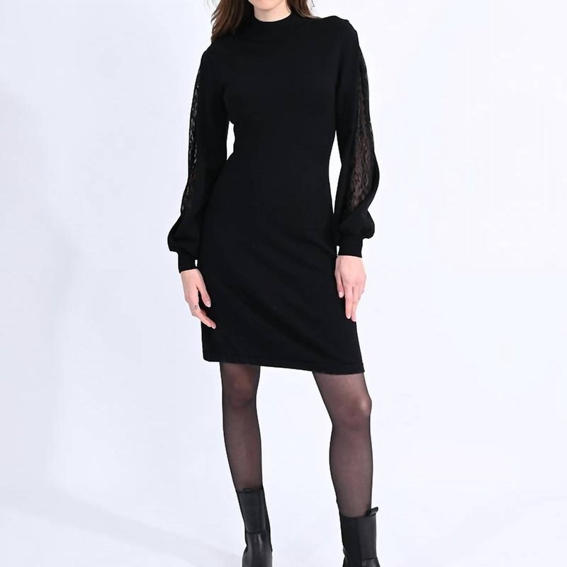 Molly Bracken Mesh Sleeve Detail Dress In Black