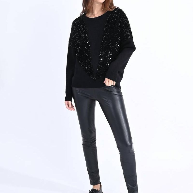 Molly Bracken Sweater With Sequin Yoke In Black