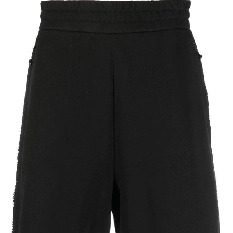Shop Moncler Bermuda Logo Trim Sweat Shorts In Black
