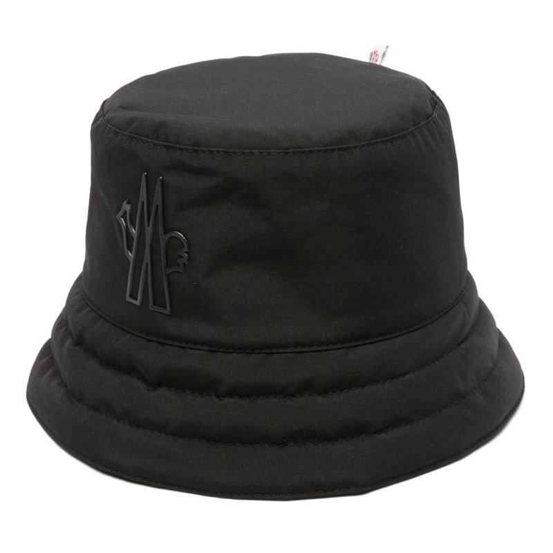 Shop Moncler Womens Black Logo Bucket Hat