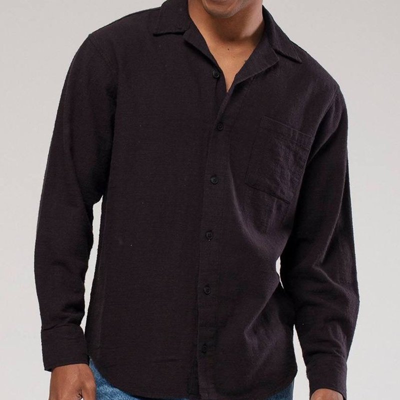 Monique Linen Button Down Long Sleeve Shirt In Black