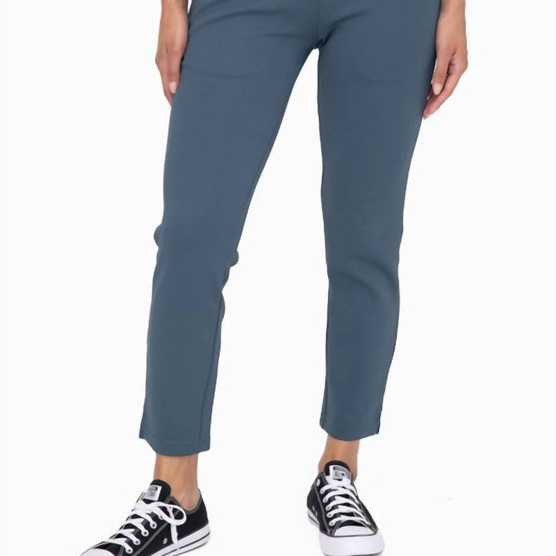 Mono B Clothing Jacquard Ribbed Tapered Pant Slate Pant In Blue