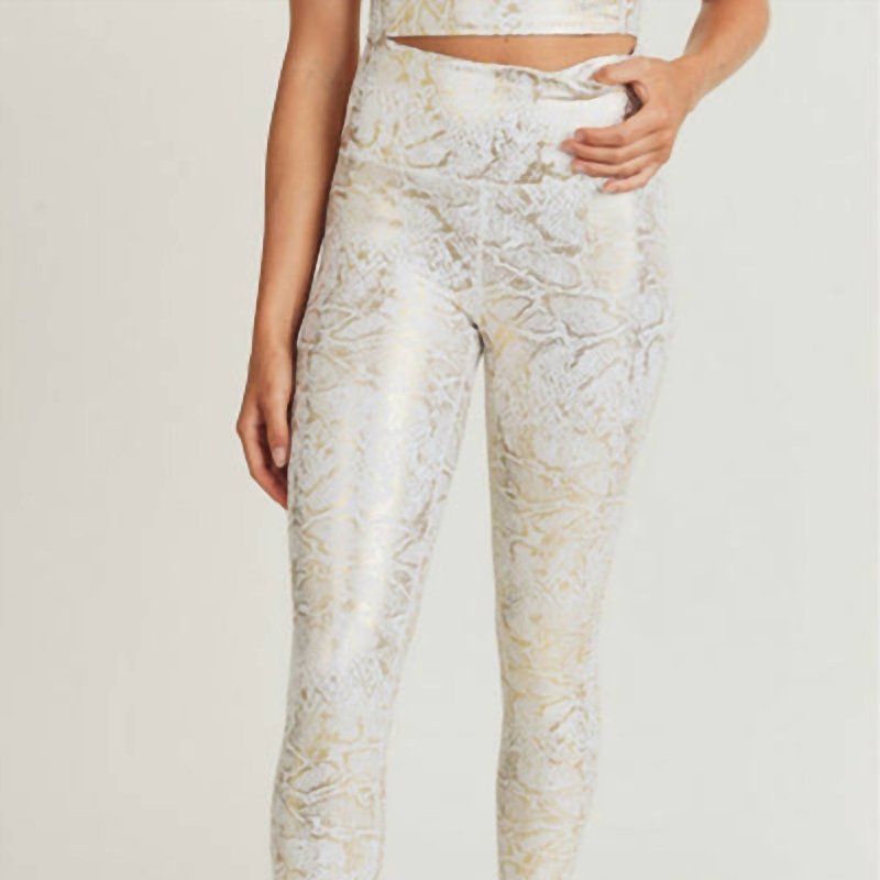 Mono B Clothing Print High-waisted Legging In Gold Snakeskin In White