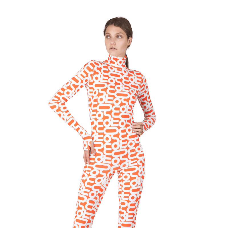 Monosuit Bodysuit Monoskin Print Orange