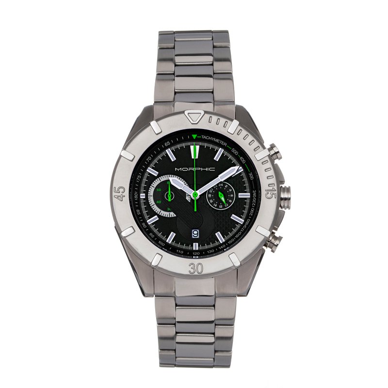 Morphic M94 Series Chronograph Bracelet Watch W/date In Black