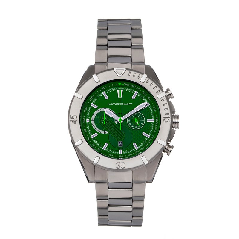 Morphic M94 Series Chronograph Bracelet Watch W/date In Green