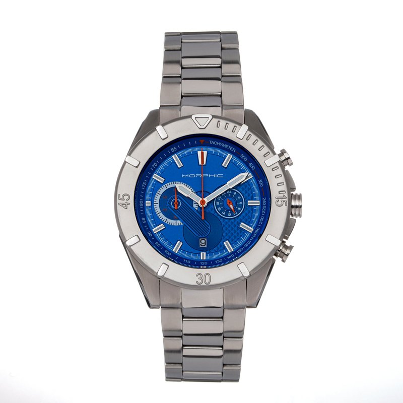 Morphic M94 Series Chronograph Bracelet Watch W/date In Blue
