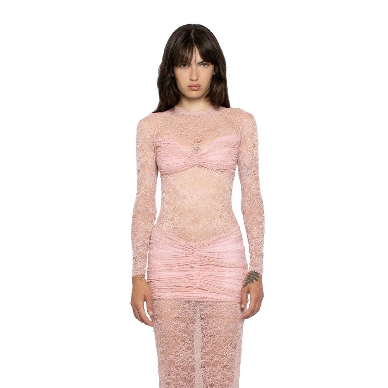 Shop Mother Of All Ellie Lace Midi Dress In Pink