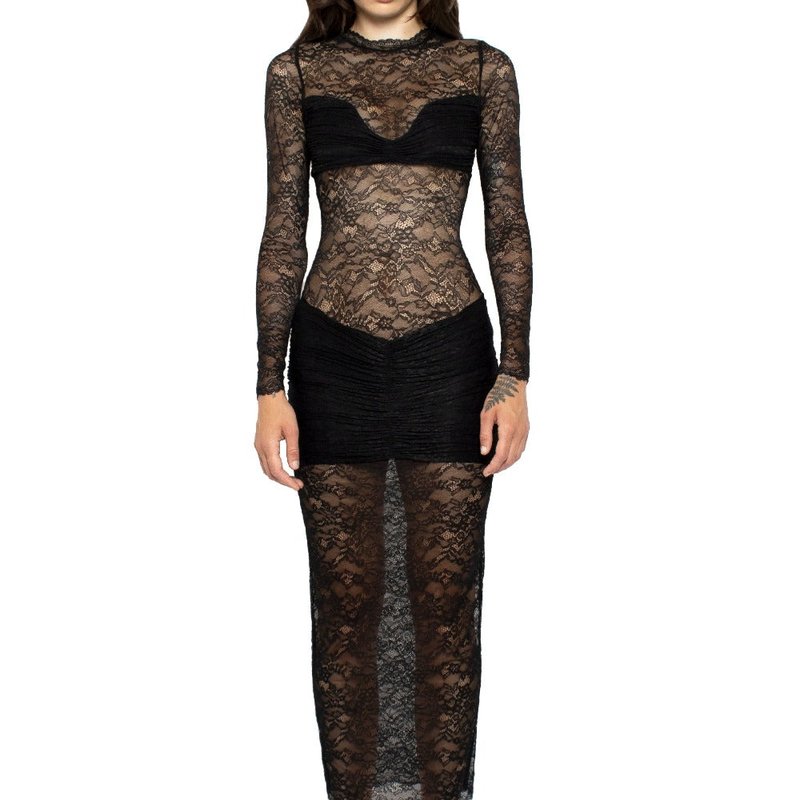 Shop Mother Of All Ellie Lace Midi Dress In Black