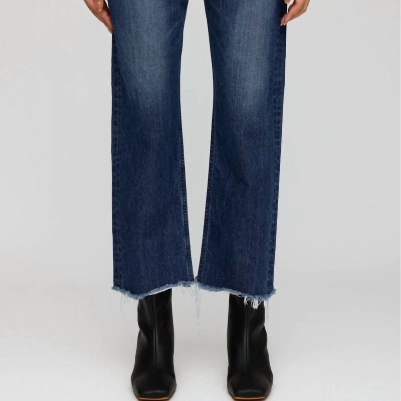 Shop Moussy Vintage Capac Wide Straight Cropped Jean In Blue