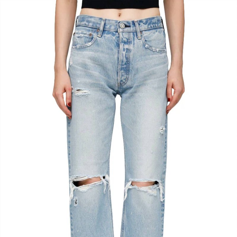 Shop Moussy Vintage Odessa Wide Straight Jean In Light Blue