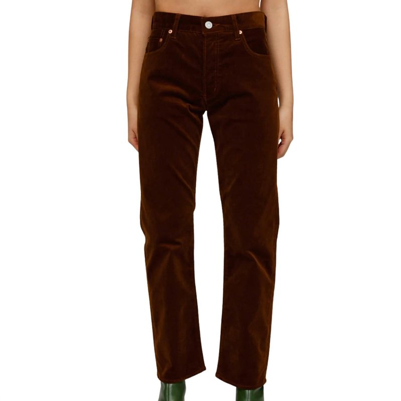 Moussy Vintage Slater Corduroy Straight Pant In Camel In Brown