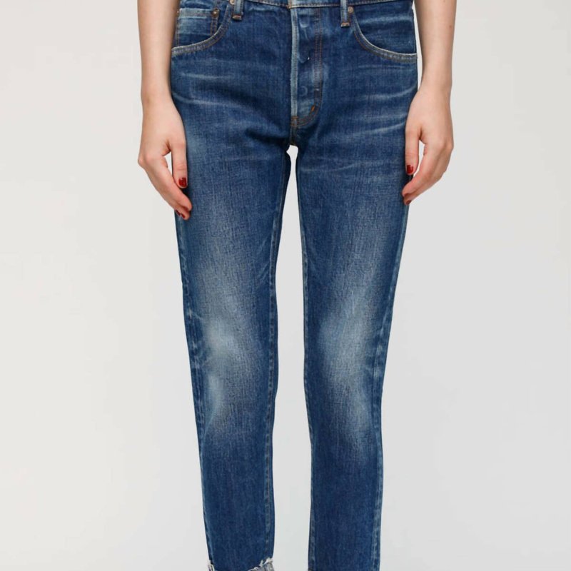 Shop Moussy Vintage Wilbur Tapered Mid-rise Jean In Blue