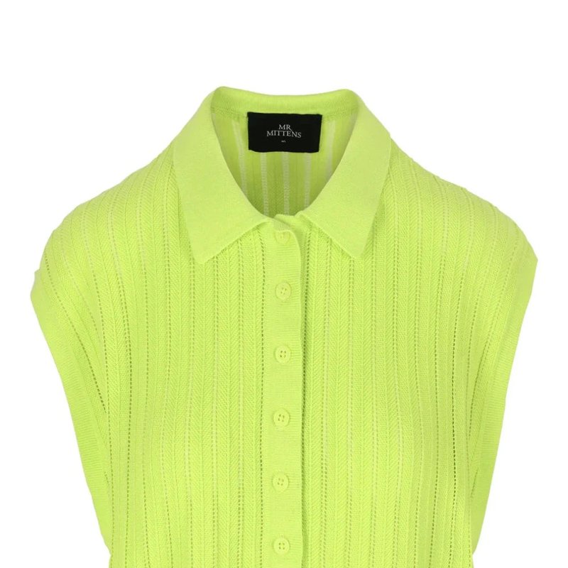 Shop Mr Mittens Theo Lace Polo Top Lime In Green