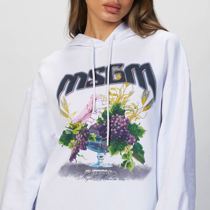 Shop Msgm Graphic Print Hoodie In White
