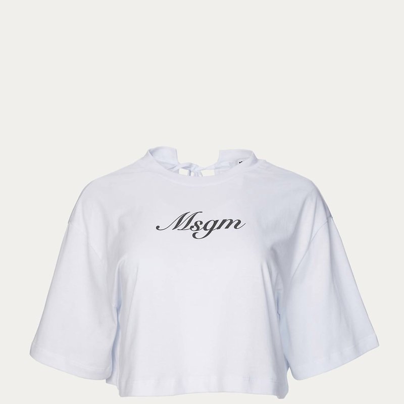 Msgm Open-back Cropped T-shirt In White